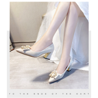 恋名媛婚鞋粗跟2021年新款十八岁少女红高跟伴娘5cm低跟孕妇婚纱新娘鞋孕妇鞋