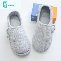 恋名媛月子鞋魔术贴带钻爱心春季棉布厚底软底包跟孕妇家居女款拖鞋孕妇鞋