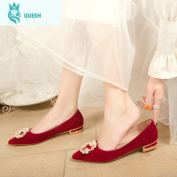 恋名媛孕妇婚鞋2021年新款春季平底女中式红色秀禾婚纱两穿不累脚新娘鞋孕妇鞋