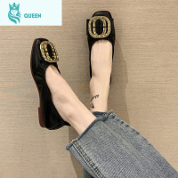 恋名媛一脚蹬小皮鞋单鞋女2021春秋季新款蛋卷孕妇方头奶奶鞋平底豆豆鞋孕妇鞋