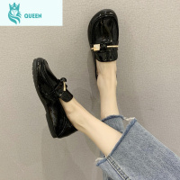 恋名媛小皮鞋女英伦风2021春季新款平底单鞋孕妇两穿漆皮奶油工作豆豆鞋孕妇鞋