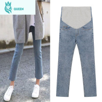 恋名媛春秋装2021时尚显瘦孕妇牛仔九分裤百搭托腹裤外穿休闲孕妇烟管裤孕妇裤子