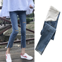 恋名媛孕妇裤子夏季九分裤矮个子薄款秋季外穿可调节长裤时尚春秋牛仔裤孕妇裤子