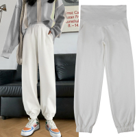 恋名媛孕妇裤春秋季运动外穿时尚休闲显瘦直筒束脚弹力白色潮妈长裤冬装孕妇裤子