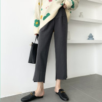 恋名媛孕妇西装裤直筒春秋孕妇裤子外穿时尚宽松工装裤开叉九分托腹裤潮孕妇裤子