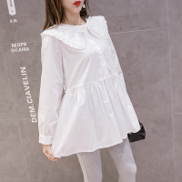 恋名媛Angel妈咪~孕妇秋装套装时尚款纯色娃娃领长袖衬衣+孕妇打底裤子孕妇裤子