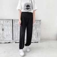 恋名媛孕妇裤春秋外穿大码宽松莫代尔薄款灯笼裤时尚托腹运动裤九分裤潮孕妇裤子