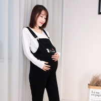 恋名媛孕妇背带裤套装春秋早春裤子春夏季款女小个子宽松潮妈大码孕晚期孕妇裤子