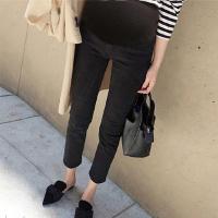 恋名媛孕妇直筒牛仔裤九分春秋季加绒黑色显瘦弹力小个子潮妈烟管八分裤孕妇裤子