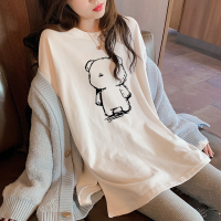 恋名媛网红秋冬装孕妇新款小熊长袖t恤女宽松开叉打底衫中长款上衣ins潮孕妇上衣孕妇装