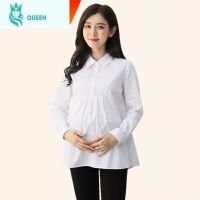 恋名媛孕妇白衬衫职业面试宽松上衣春秋长袖大码工装OL上班工作服衬衣潮孕妇上衣孕妇装