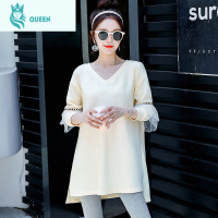 恋名媛孕妇春装套装时尚外出两件套2021早春款上衣秋季洋气孕妇装连衣裙孕妇上衣