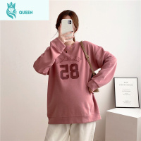 恋名媛大码孕妇装2021春秋款哺乳棉上衣喂奶宽松长袖减龄百搭打底卫衣孕妇上衣