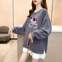 恋名媛孕妇春装卫衣2021新款假两件孕妇装春季上衣拼色印花长袖打底衫春孕妇上衣