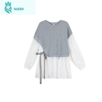 恋名媛孕妇套装春秋季外出时尚宽松休闲卫衣拼接雪纺百褶裙裤子两件套潮孕妇上衣孕妇装