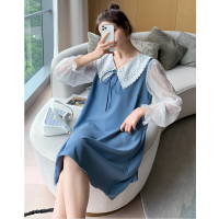 恋名媛孕妇秋装新款假两件拼接polo领宽松大码孕妇上衣中长款卫衣连衣裙孕妇上衣孕妇装