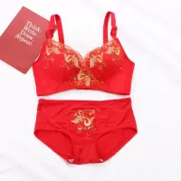 恋名媛大红色孕妇结婚哺乳内衣内裤套装棉本命年喂奶文胸无钢圈胸罩女