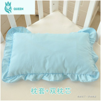 恋名媛然贝婴儿棉棉花荷叶边枕头宝宝新生儿童枕色花边木耳边枕套