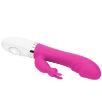 【优选】硅胶震动棒 女用av按摩双振棒自慰器 成人情趣性用品 流氓兔粉色