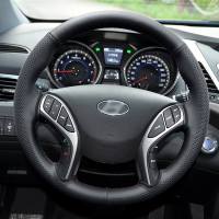 现代朗动专用手缝方向盘套把套头层牛皮真皮郎动方向盘套改装