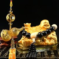 汽车摆件创意装饰品弥勒佛像车载车内用保平安水晶香水座 _329_959