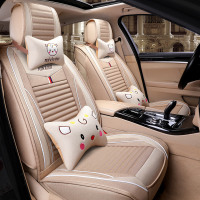 批发卡通亚麻汽车坐垫批发新款女时尚座套全包四季座垫