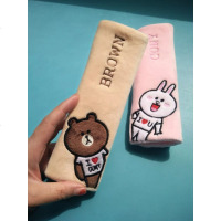 卡通可爱车载车用护颈枕头布朗熊汽车头枕腰靠腰枕车内装饰品