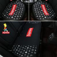 潮牌汽车坐垫三件套无靠背后排supreme卡通用透气单片四季座垫子