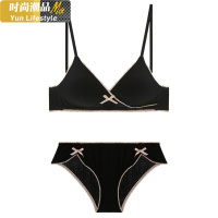 YUNWUXIN摇梦阁法式甜美蝴蝶结内衣女无钢圈红色本命年三角杯新婚文胸套装文胸套装