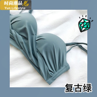 YUNWUXIN小胸聚拢]蕾丝内衣少女无钢圈加厚款平胸调整型文胸罩套装LLT文胸套装