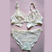 YUNWUXIN大码文胸胖mm大胸显小薄无海棉胸罩性感妩媚蕾丝透明女士内衣套装文胸套装