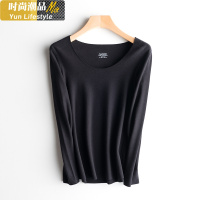 YUNWUXIN德绒保暖内衣女士加厚加绒低领打底衫自单件上衣秋衣冬季胸罩
