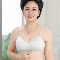 YUNWUXIN中老年彩棉棉内衣 后扣无钢圈妈妈胸罩 夏季薄款透气聚拢文胸胸罩
