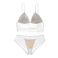 YUNWUXIN内衣狂世家 法式蕾丝女无钢圈舒适薄款U型大露背白色美背文胸胸罩