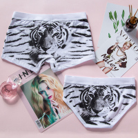 YUNWUXIN情侣内裤内衣棉可爱卡通时尚老虎纹男士平角裤女士三角性感创意胸罩