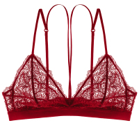 YUNWUXIN好奇小姐法式内衣女无钢圈少女文胸性感蕾丝超薄红色本命年内衣胸罩