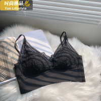 YUNWUXIN3.2祖艾 自制 内衣外穿内搭一片式细肩带下摆美背女蕾丝胸罩