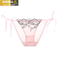 YUNWUXIN欧美性感绑带内裤蕾丝刺绣半透明网纱薄款细带三角裤底档棉女士内裤