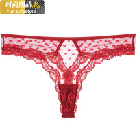 YUNWUXIN红色性感内裤女士蕾丝三角裤透明低腰诱惑超薄镂空丁字裤内裤