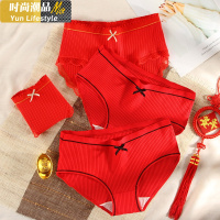 YUNWUXIN属牛本命年女士内裤女大红色棉裆中腰三角裤鸿运喜庆春节不打烊内裤