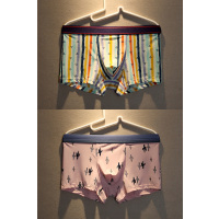 YUNWUXIN2条装男士夏季冰丝内裤清爽舒适透气平角裤青年个性印花四角裤头内裤