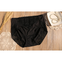 YUNWUXIN推荐 性感牛奶丝内裤女 高腰蕾丝边包臀大码胖mm女士三角裤透内裤