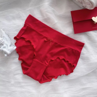 YUNWUXIN日系蕾丝中腰透明诱惑三角裤薄女本命年红色喜庆内裤少女性感内裤