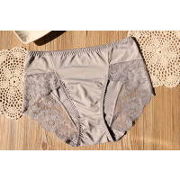 YUNWUXIN日系性感蕾丝牛奶丝内裤女中高腰包臀大码胖mm女士三角裤透气内裤