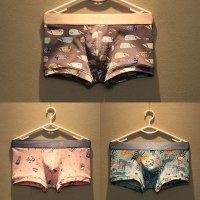 YUNWUXIN男士内裤男棉四角裤学生高中生卡通可爱潮流个性骚透气平角裤头内裤