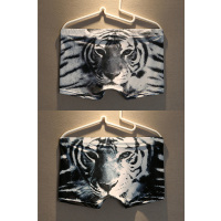 YUNWUXIN2条装夏季男士冰丝透气内裤低腰性感U凸平角裤老虎印花青年四角裤内裤