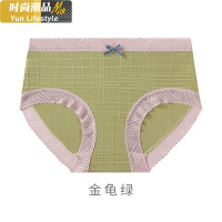 YUNWUXIN莫妮朵丨乌云拿铁 暖暖秋复古色的少女内裤中腰柔软格子蕾丝花边内裤