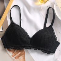 YUNWUXIN黑色内衣女夏季薄款小胸聚拢无钢圈文胸少女大胸显小收副乳胸罩薄胸罩