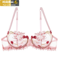 YUNWUXIN春夏透明透视性感超薄款内衣花卉刺绣文胸无海绵胸罩薄款有钢圈女胸罩