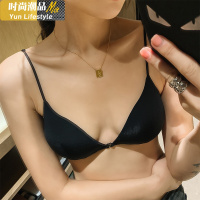 YUNWUXIN法式性感细肩带前扣少女内衣美背无钢圈超薄款透气文胸罩光面胸罩